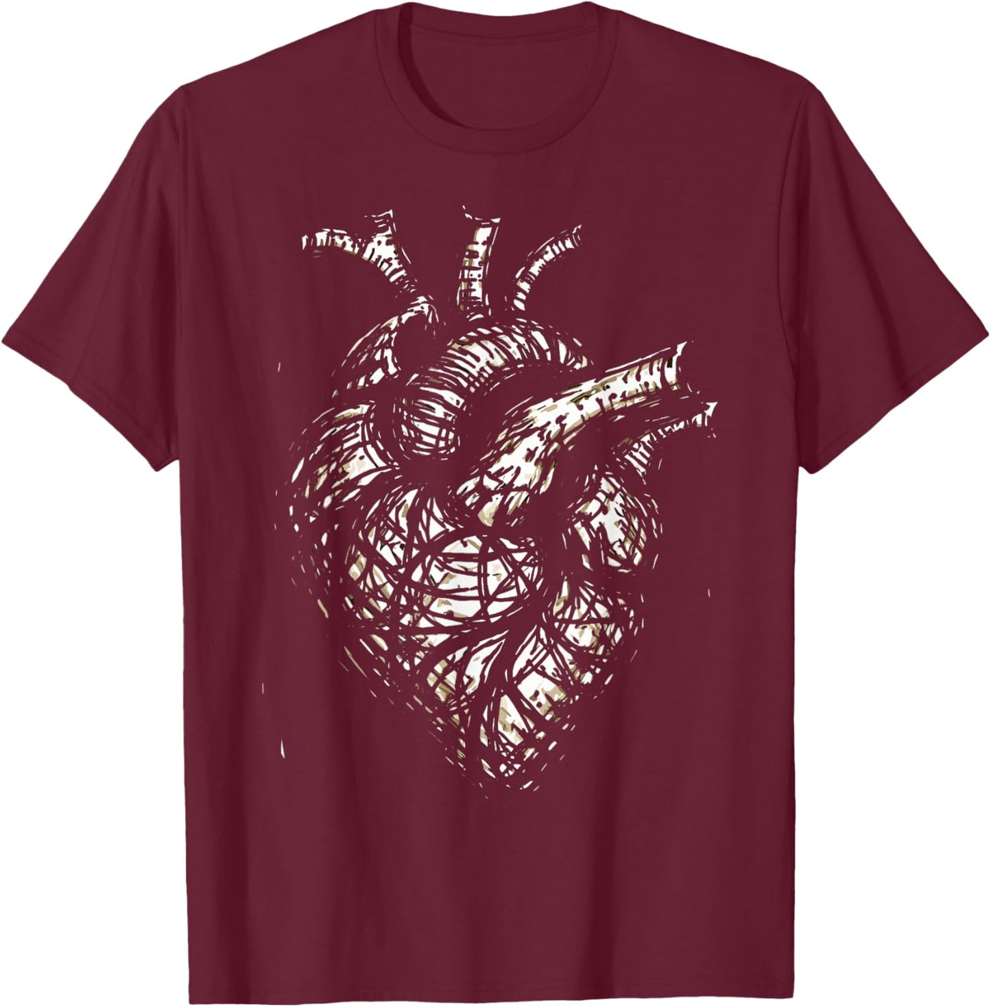 Dark Academica Anatomical Heart Gothic Anatomy T-Shirt - T-Shirt | Maroon