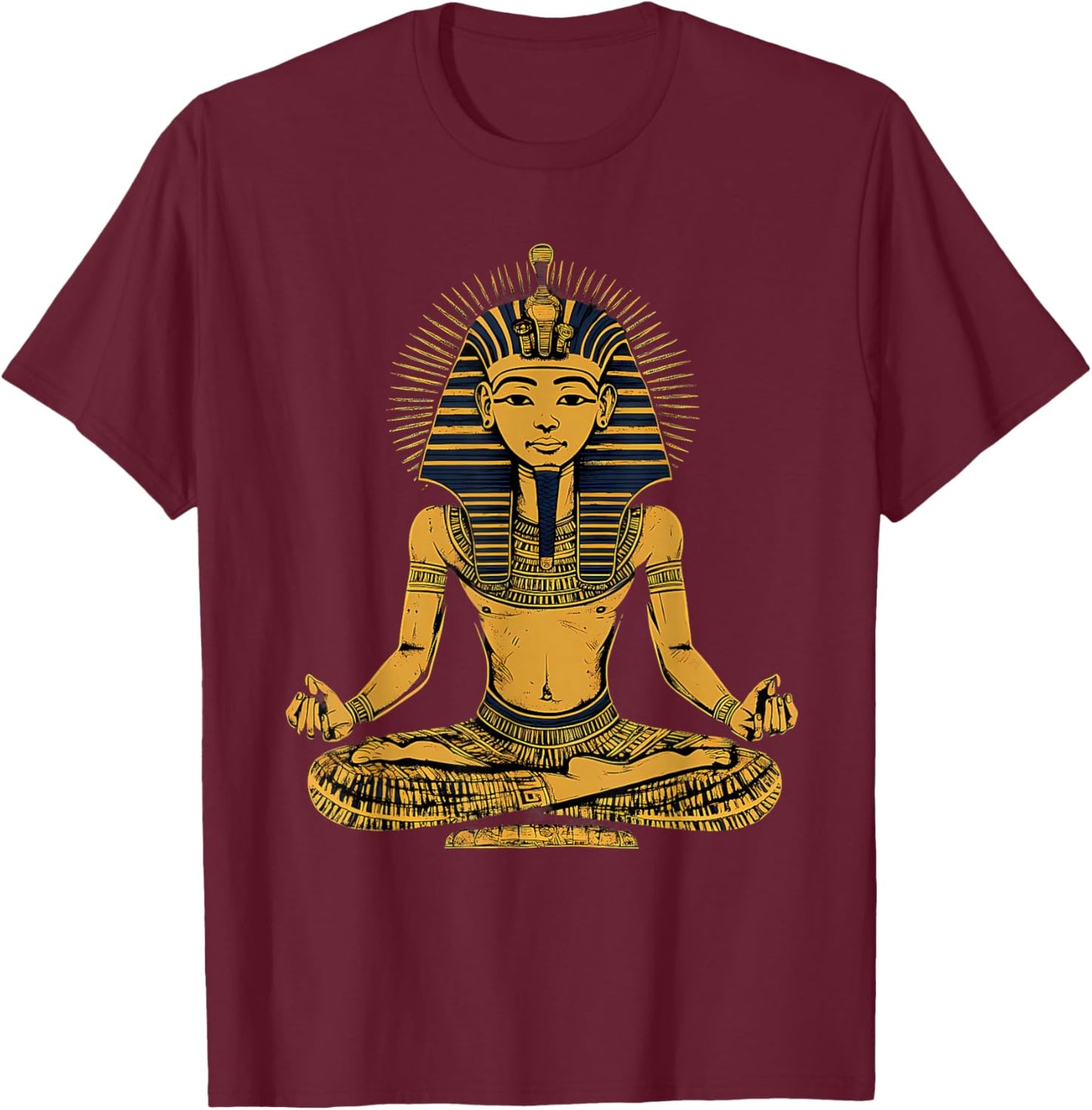 Ancient Egypt Meditate Egyptian God Tutankhamun Egyptology T-Shirt - T-Shirt | Maroon
