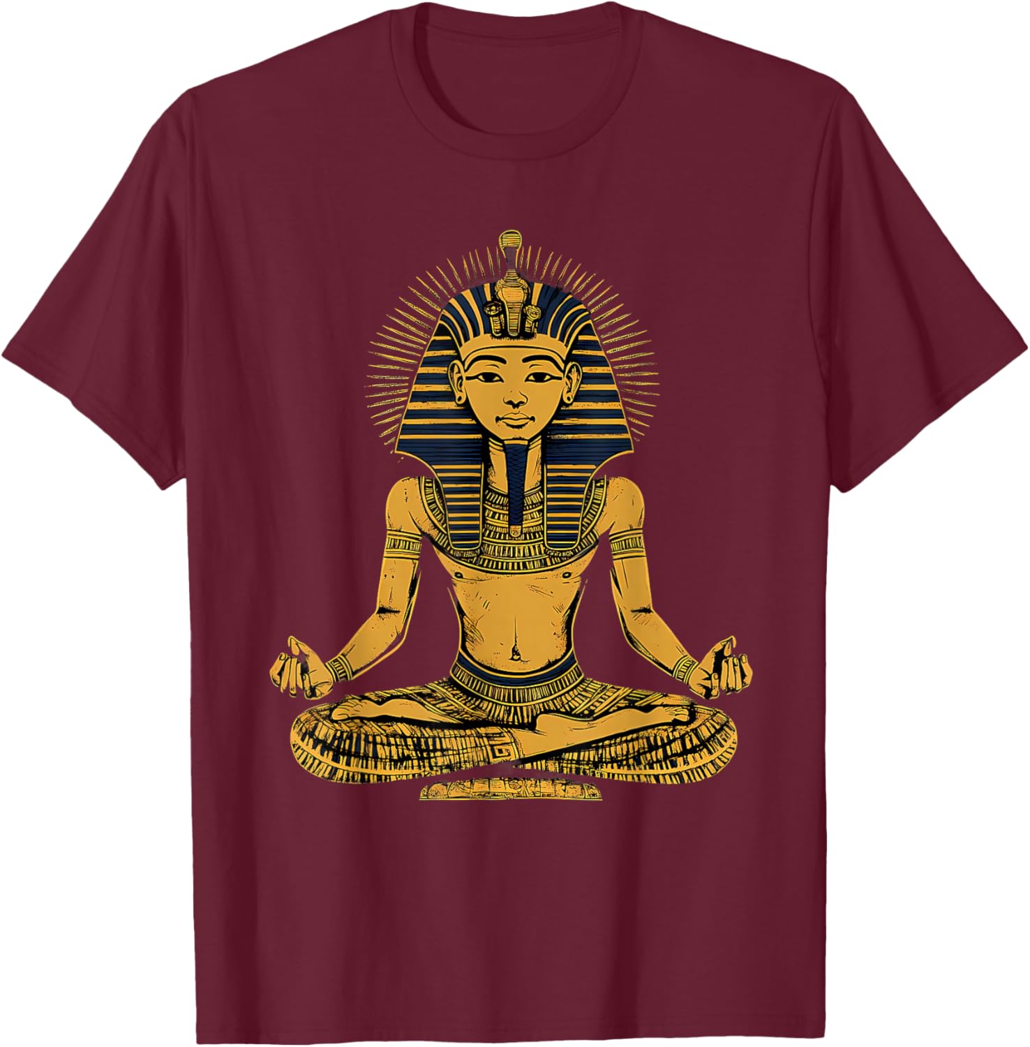 Ancient Egypt Meditate Egyptian God Tutankhamun Egyptology T-Shirt - T-Shirt | Maroon