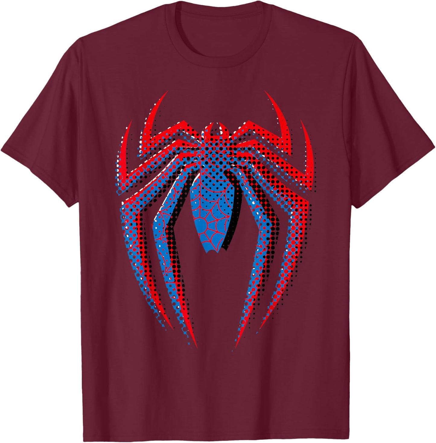 Marvel Spider-Man Dot Build-Up Logo T-Shirt - T-Shirt | Maroon