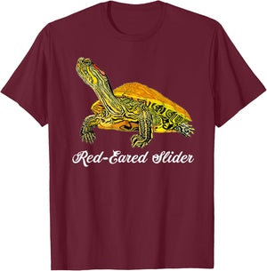 Red-Eared Slider Turtle Shirt - Gift Turtle Lovers T-Shirt - T-Shirt | Maroon