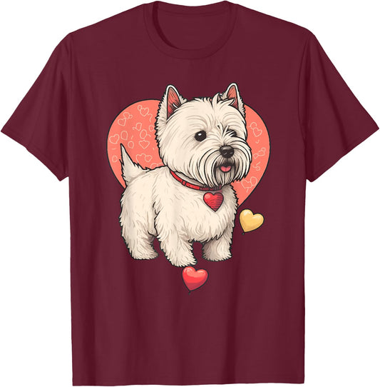 I Love My West Highland Terrier Westie Dog Valentines Day T-Shirt - T-Shirt | Maroon