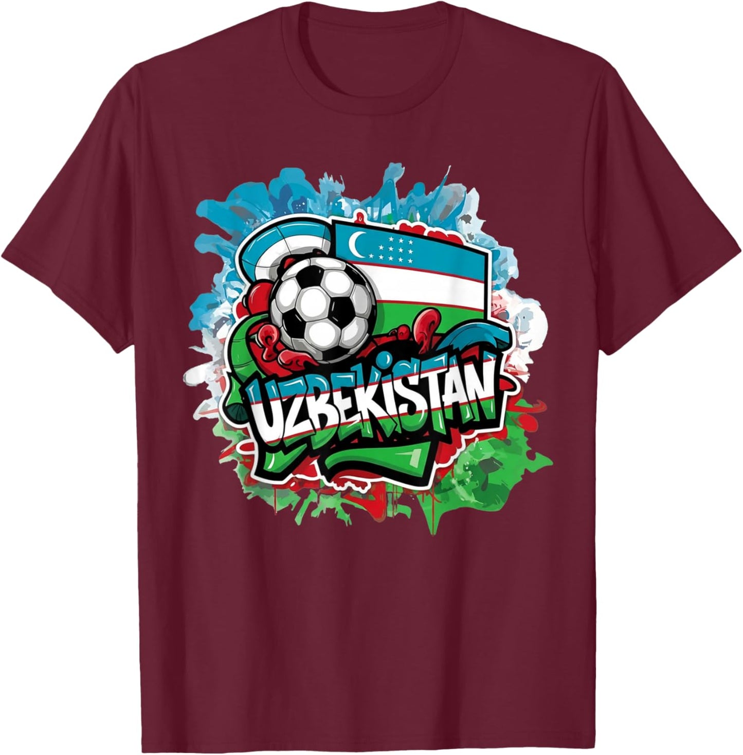 Uzbek Urban Streetwear Y2K Art National Flag Uzbekistan T-Shirt - T-Shirt | Maroon