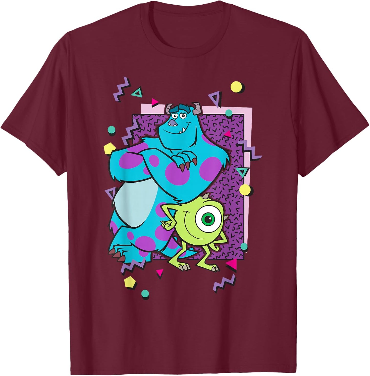 Disney Pixar Monsters Inc. Mike And Sully 90's Style T-Shirt - T-Shirt | Maroon