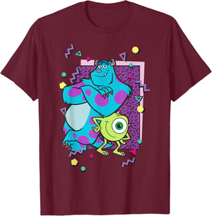 Disney Pixar Monsters Inc. Mike And Sully 90's Style T-Shirt - T-Shirt | Maroon