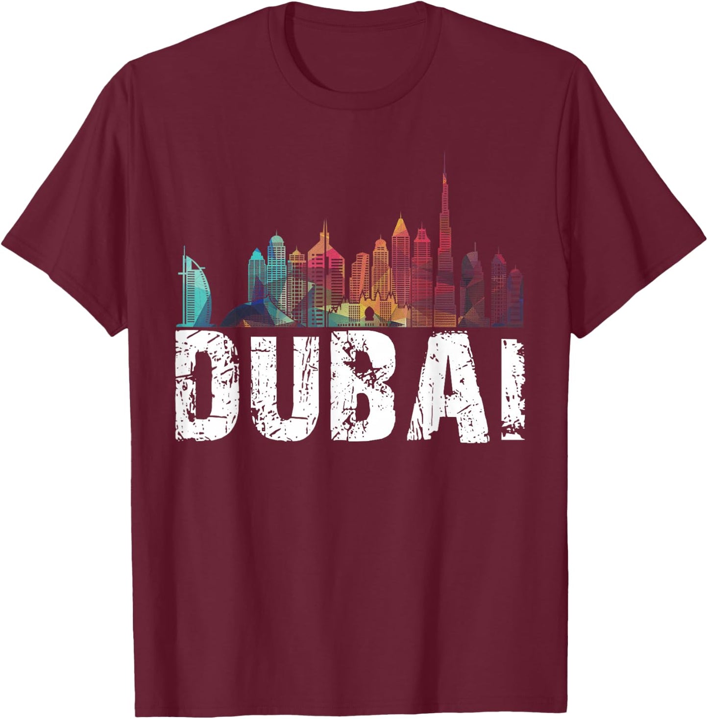 New Dubai Love Skyline T shirt for Holidays in Dubai T-Shirt - T-Shirt | Maroon