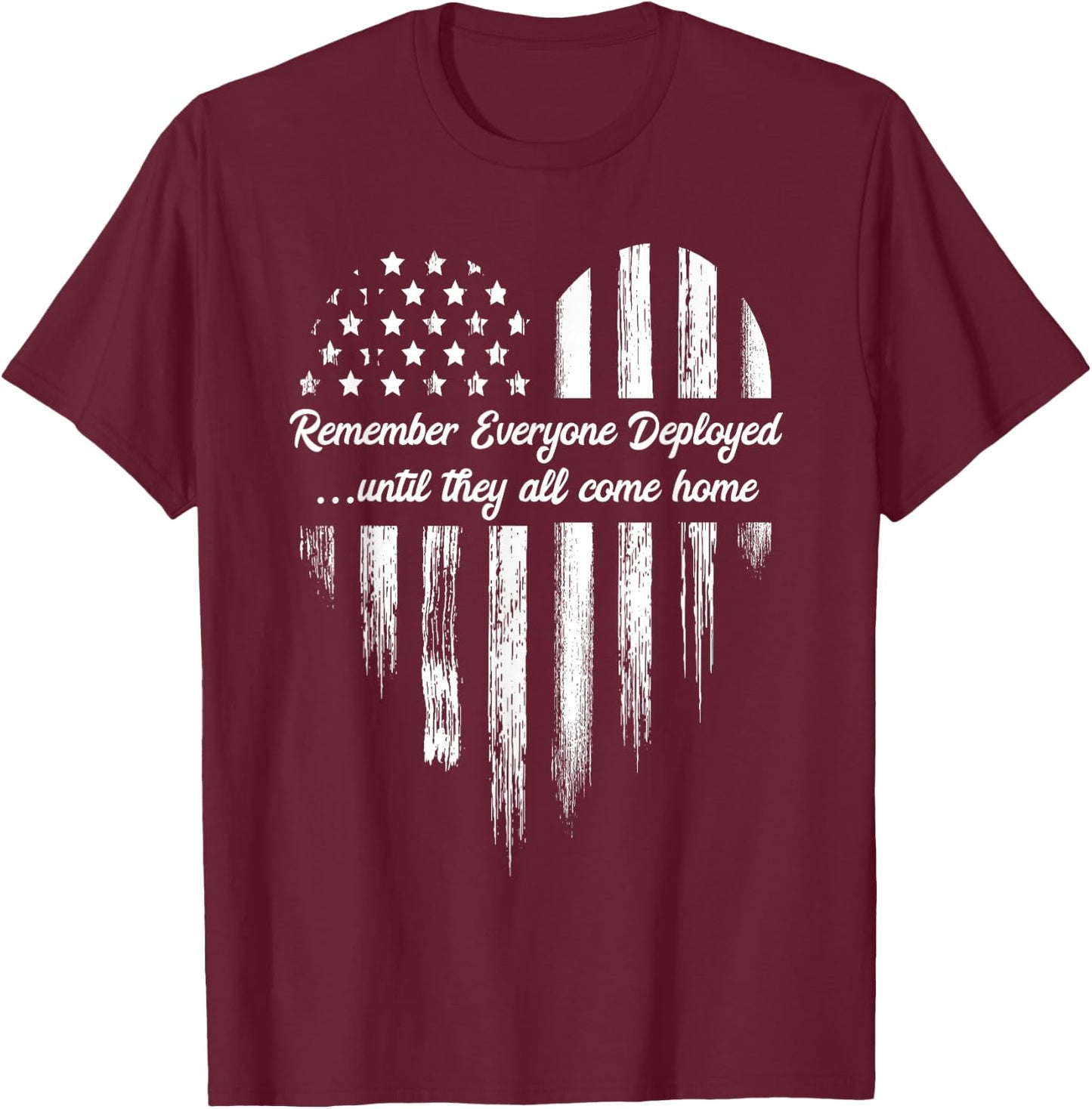 Red Friday Remember Everyone Deployed American Flag Heart Small T-Shirt - T-Shirt | Maroon
