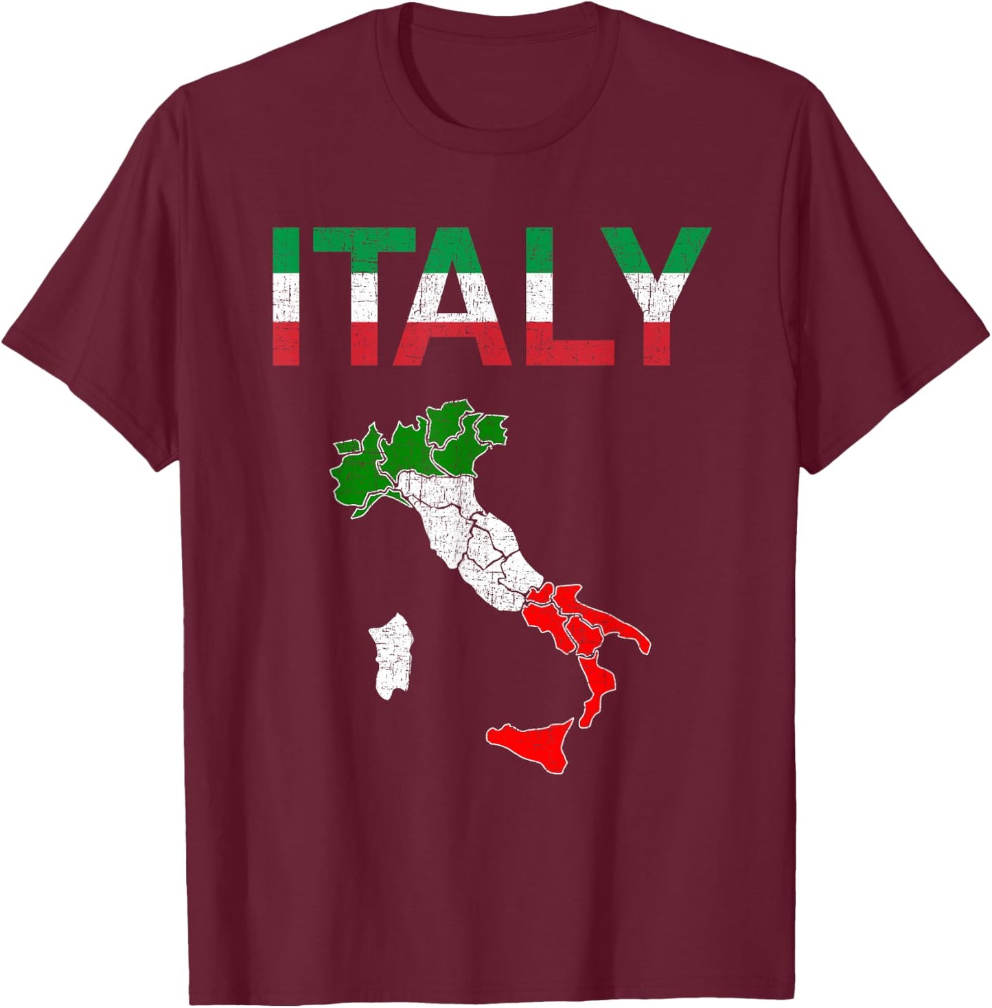 Italy Flag Vintage Italian Italia T-Shirt - T-Shirt | Maroon