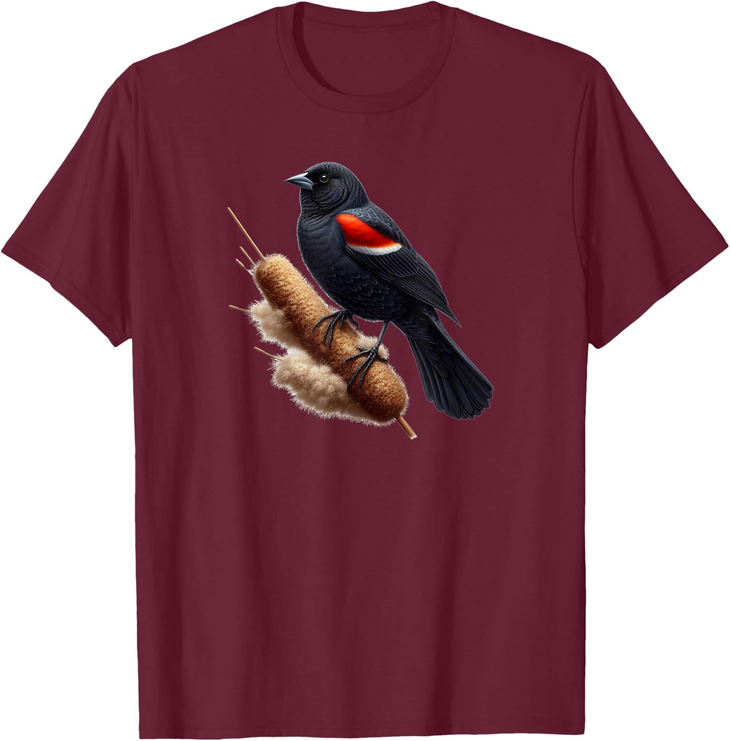 Birds Series. Redwing Blackbird. T-Shirt - T-Shirt | Maroon
