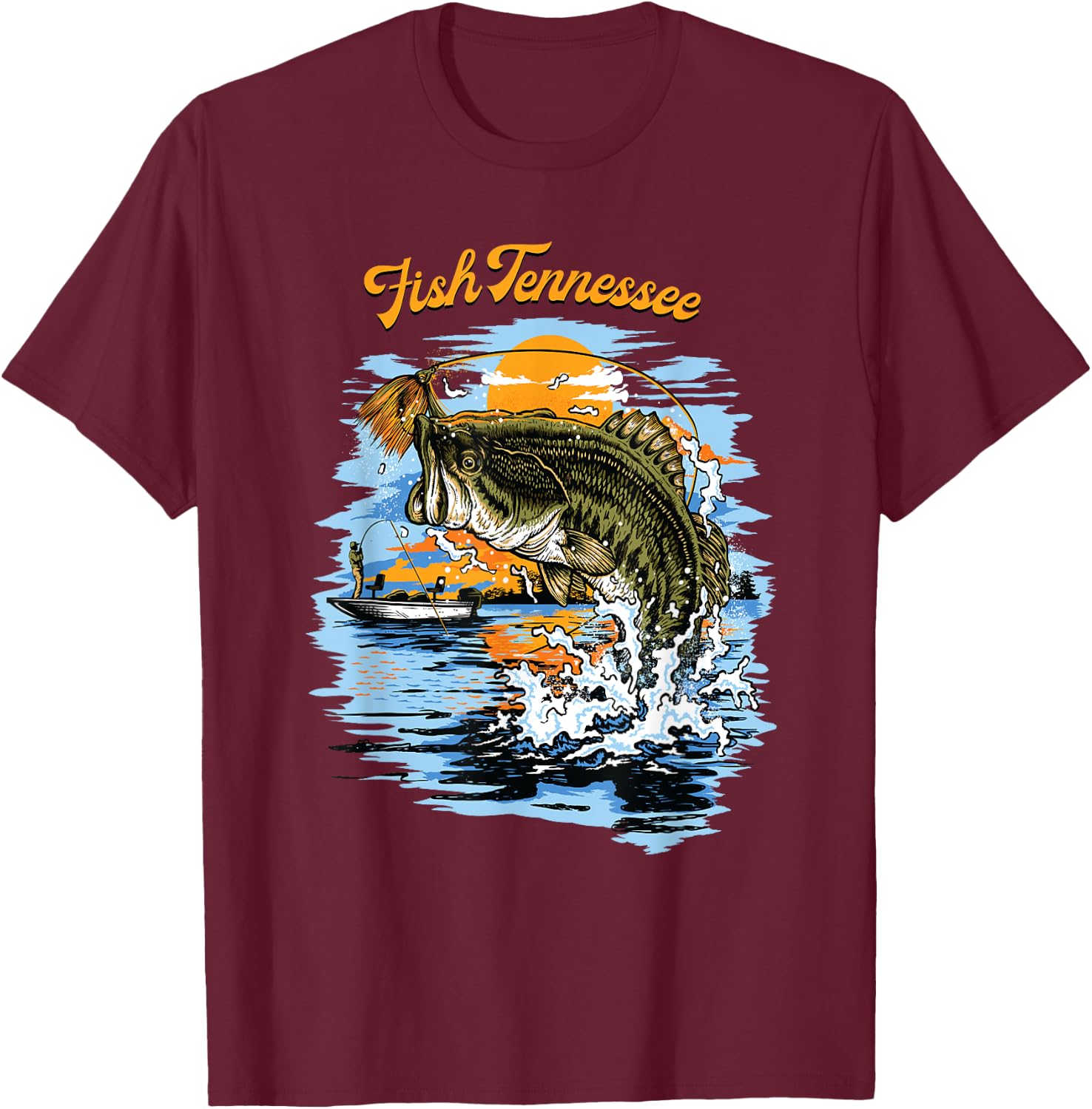 Largemouth Bass Fish Tennessee Fishing T-Shirt - T-Shirt | Maroon