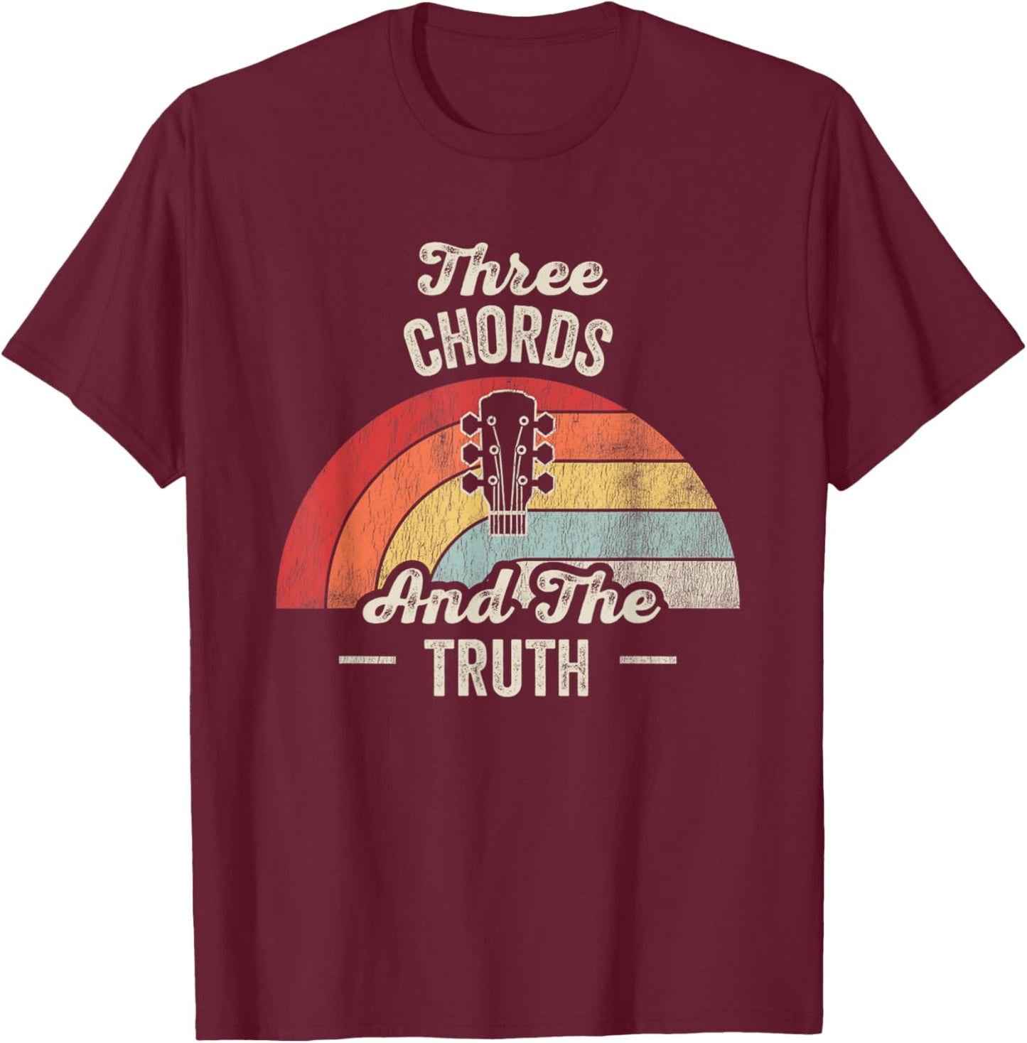 Three Chords And The Truth Vintage Music T-Shirt - T-Shirt | Maroon