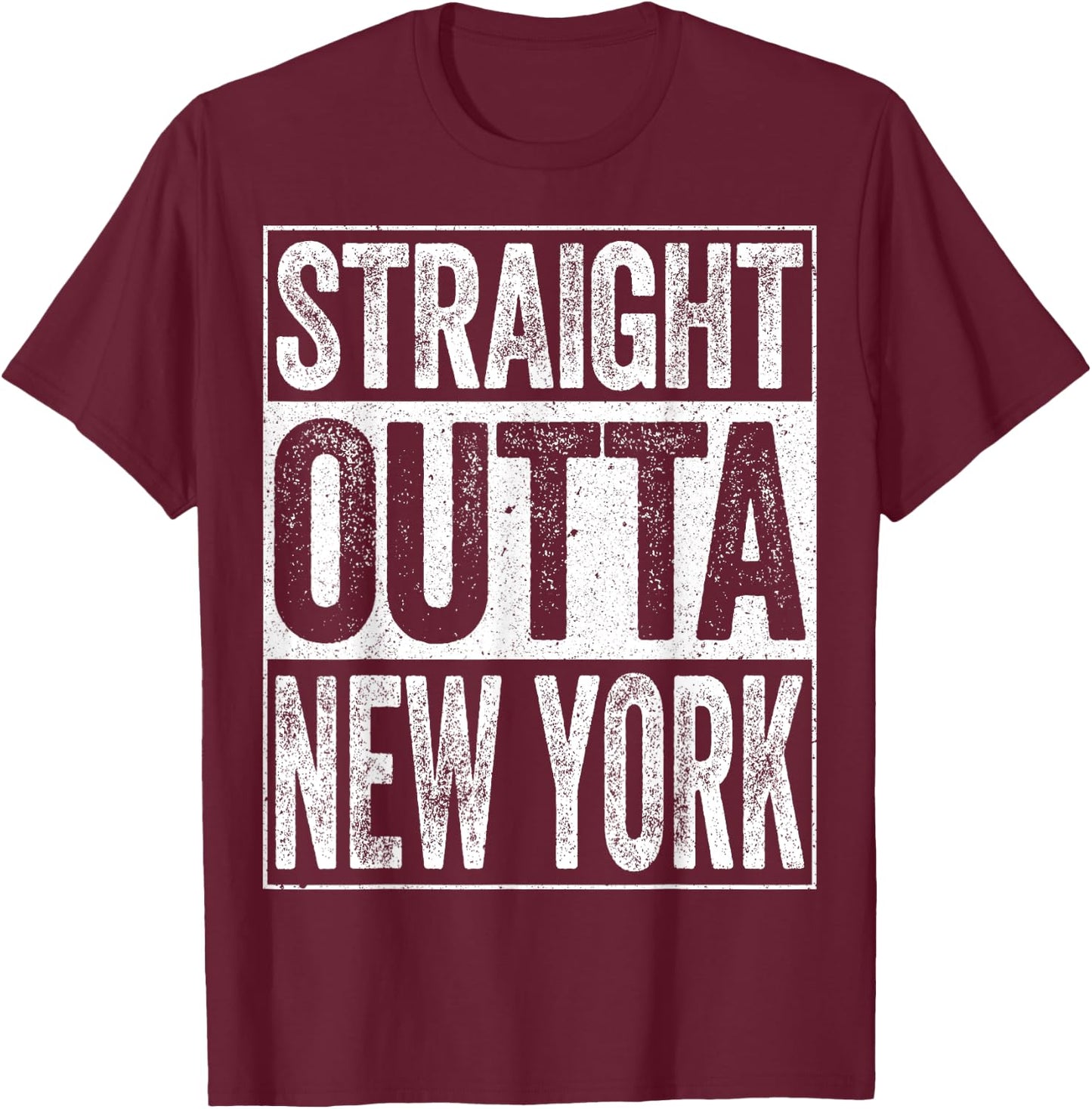 Straight Outta New York Shirt Patriotic New York State Kids Men T-Shirt - T-Shirt | Maroon