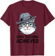 Zero Tasking Achieved Stylish Cartoon Cat T-Shirt - T-Shirt | Maroon