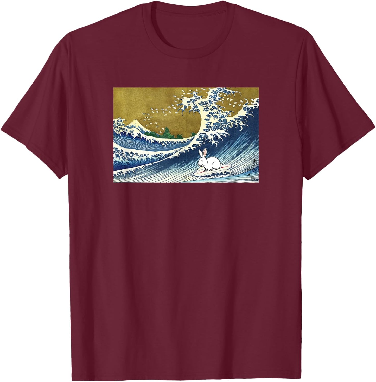 Funny Retro Vintage Surfing A Great Wave Pet Rabbit Lover T-Shirt - T-Shirt | Maroon