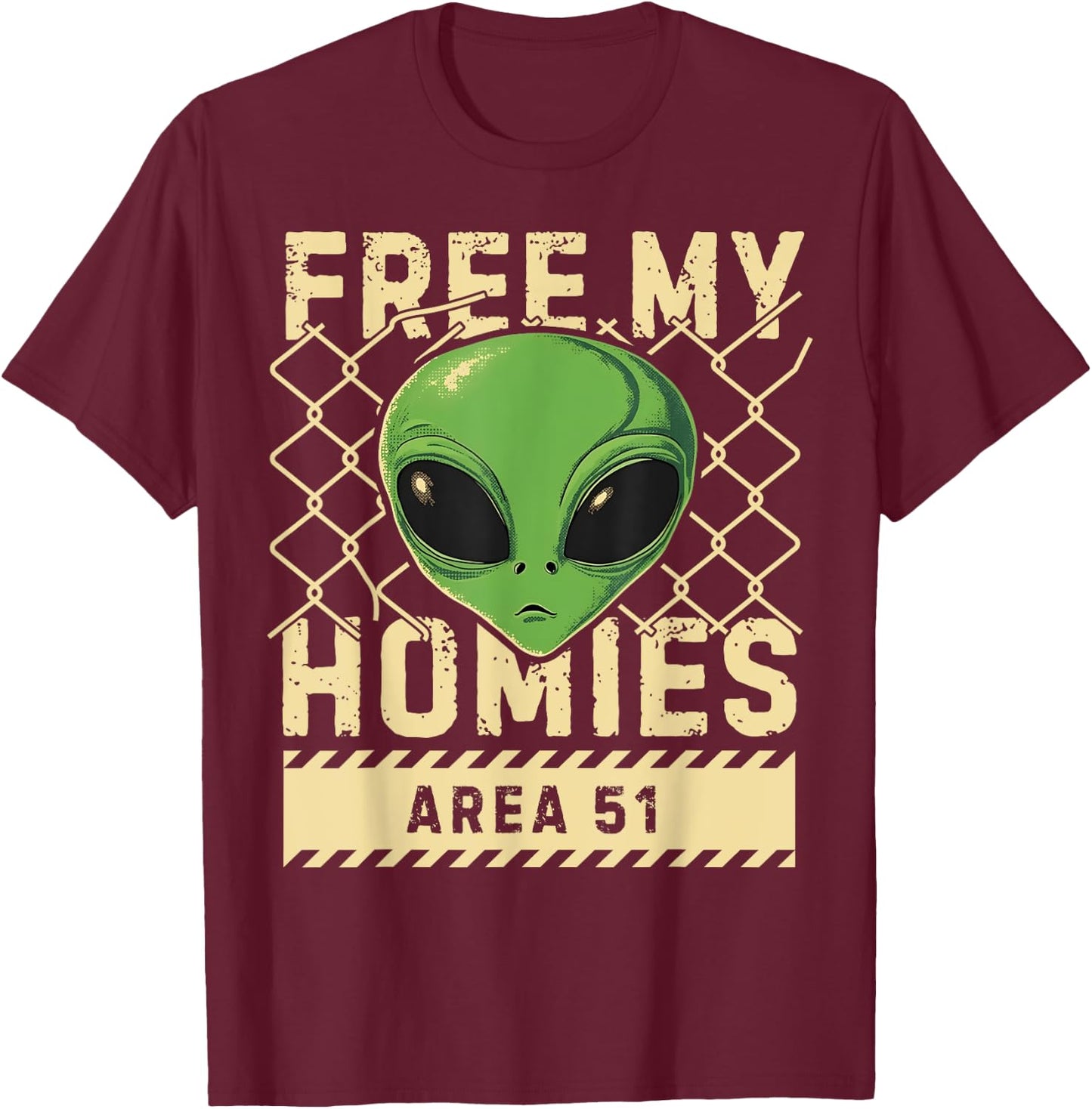 Free My Homies Area 51 Funny Alien UFO Boys Kids Men Women T-Shirt - T-Shirt | Maroon