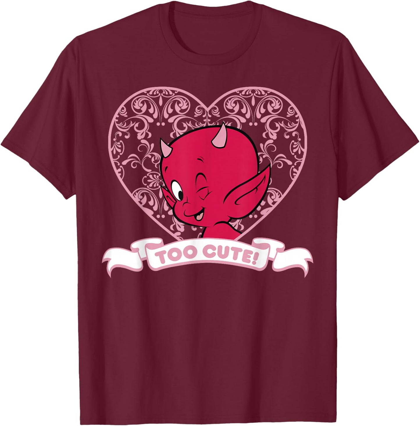 Hot Stuff The Little Devil Too Cute Heart Portrait T-Shirt - T-Shirt | Maroon