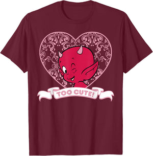 Hot Stuff The Little Devil Too Cute Heart Portrait T-Shirt - T-Shirt | Maroon