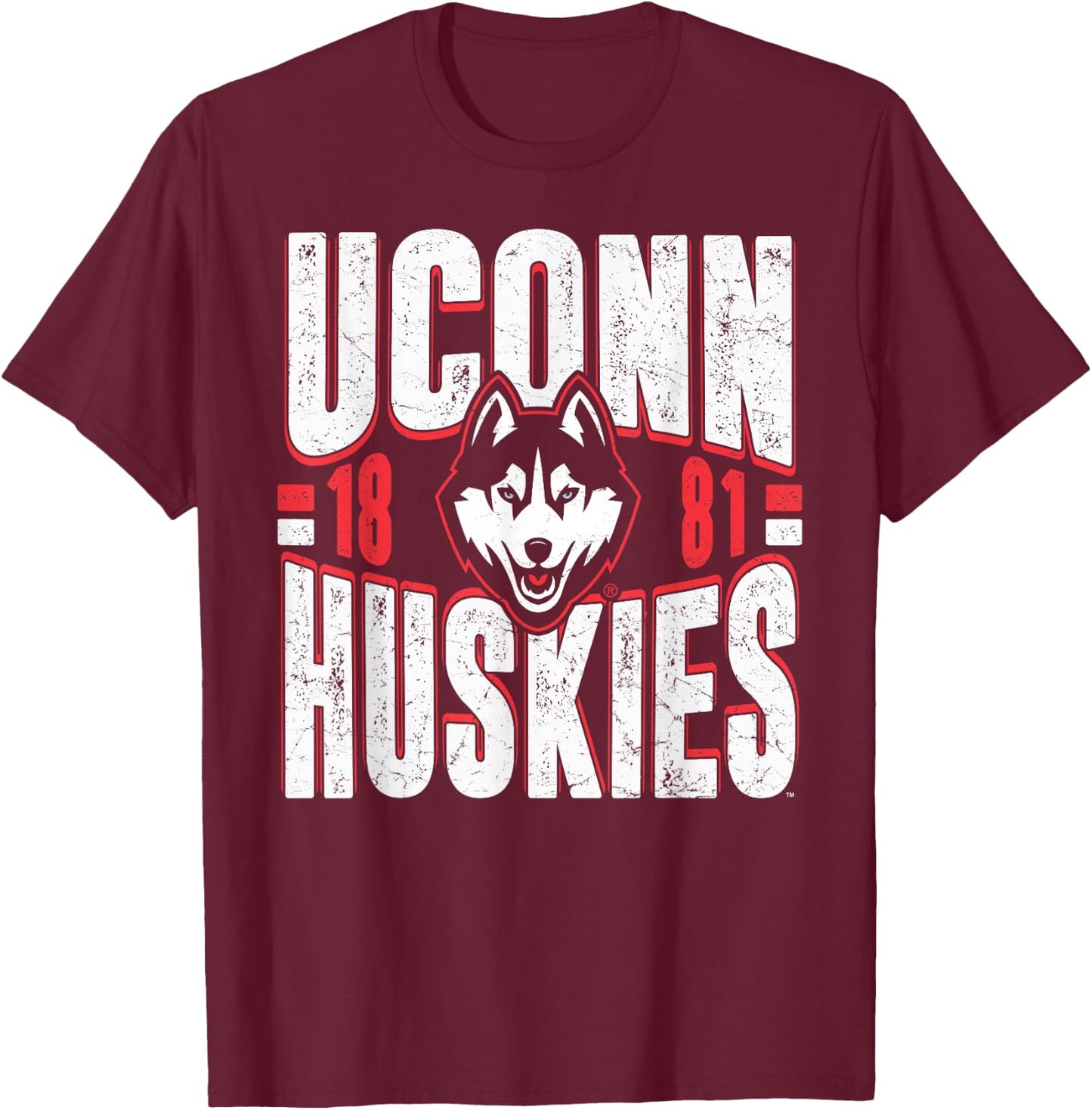 Connecticut Huskies Vintage 90's Retro Navy T-Shirt - T-Shirt | Maroon