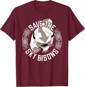 Save The Sky Bisons With Bison Head T-Shirt - T-Shirt | Maroon