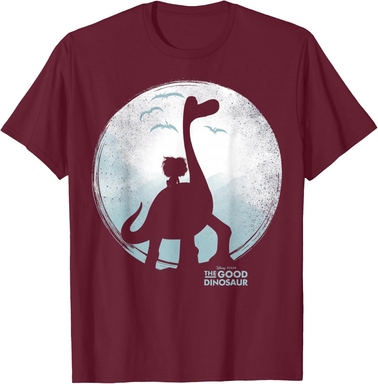 Disney Pixar The Good Dinosaur Moon Silhouette Movie Logo T-Shirt - T-Shirt | Maroon