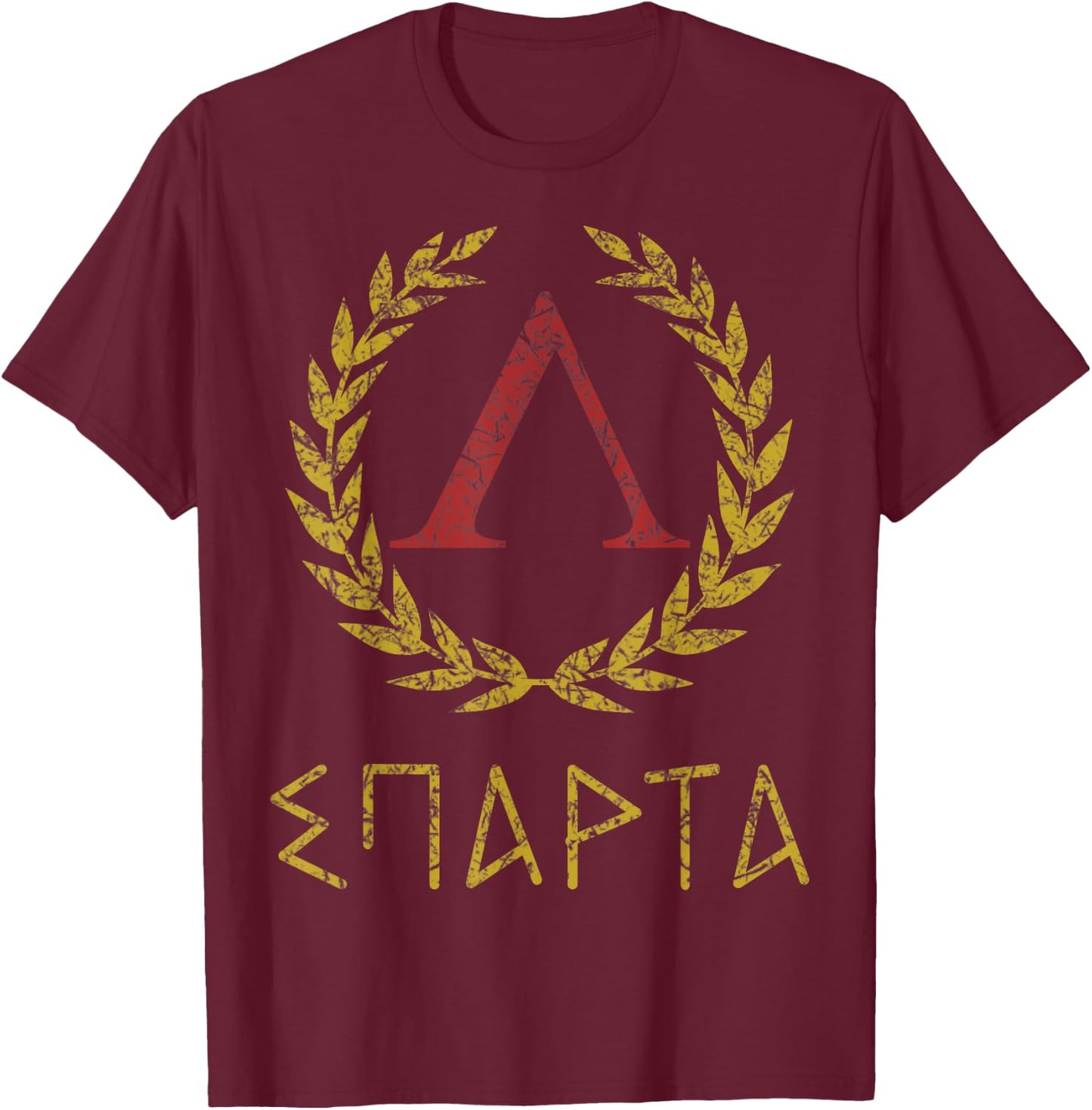 Spartan Warrior Greek letters laurel lambda T-Shirt - T-Shirt | Maroon