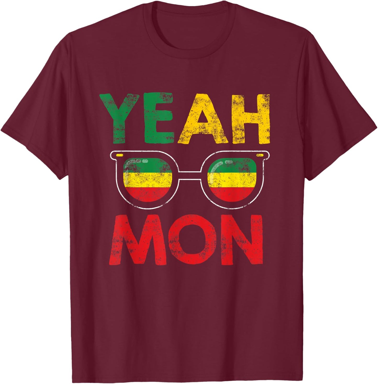 Yeah Mon Jamaican Vacation Jamaica Reggae Small T-Shirt - T-Shirt | Maroon