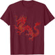 Red Chinese Firedrake Dragon Print Art Wear T-Shirt - T-Shirt | Maroon