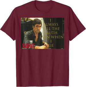Scarface Tony Montana I Always Tell The Truth T-Shirt - T-Shirt | Maroon