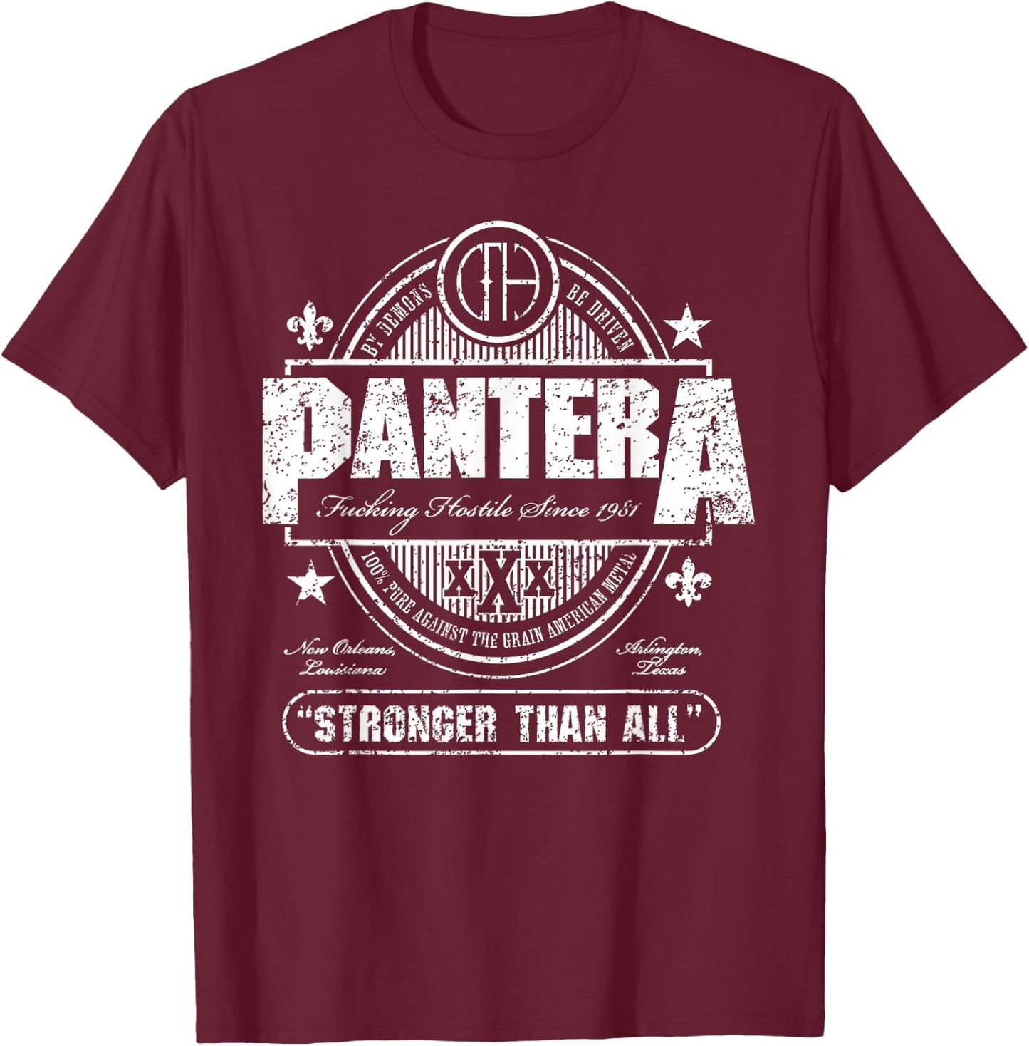 Pantera Official Stronger Than All Beer Mat T-Shirt - T-Shirt | Maroon