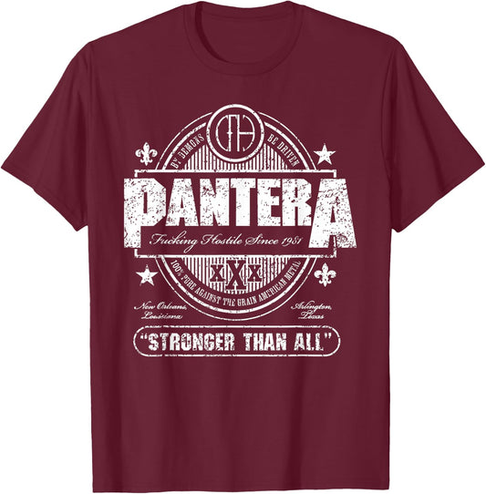 Pantera Official Stronger Than All Beer Mat T-Shirt - T-Shirt | Maroon
