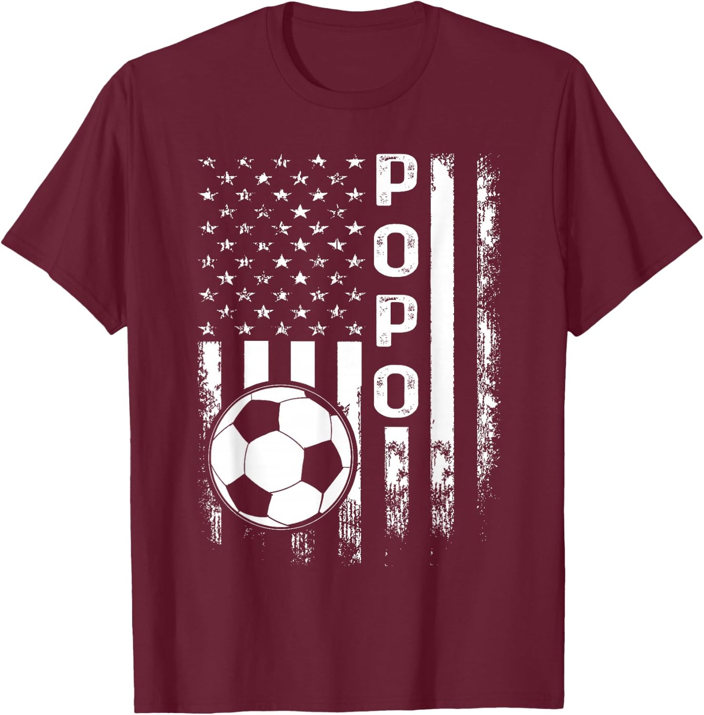 Soccer Popo America Flag Vintage Christmas Xmas T-Shirt - T-Shirt | Maroon