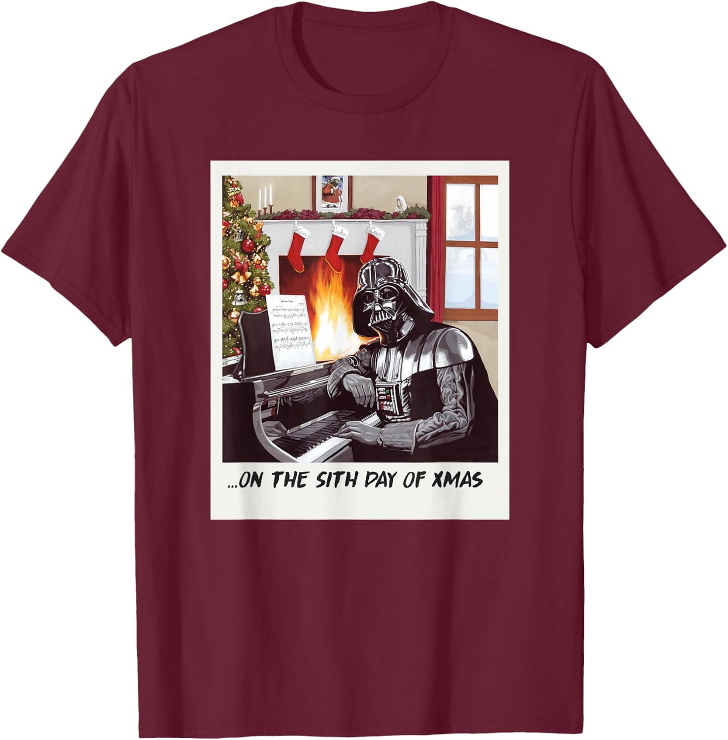 Star Wars Darth Vader Sith Day of Xmas Holiday T-Shirt - T-Shirt | Maroon