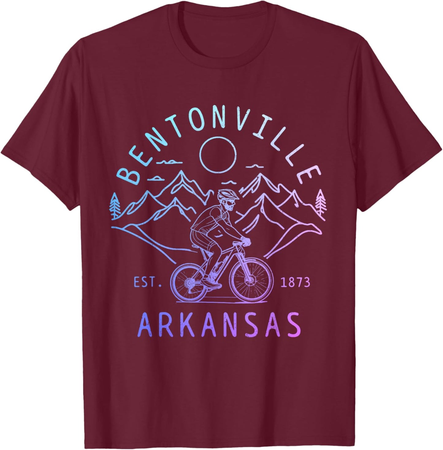 Bentonville Arkansas Mountain Bike MTB Cycling Vintage T-Shirt - T-Shirt | Maroon