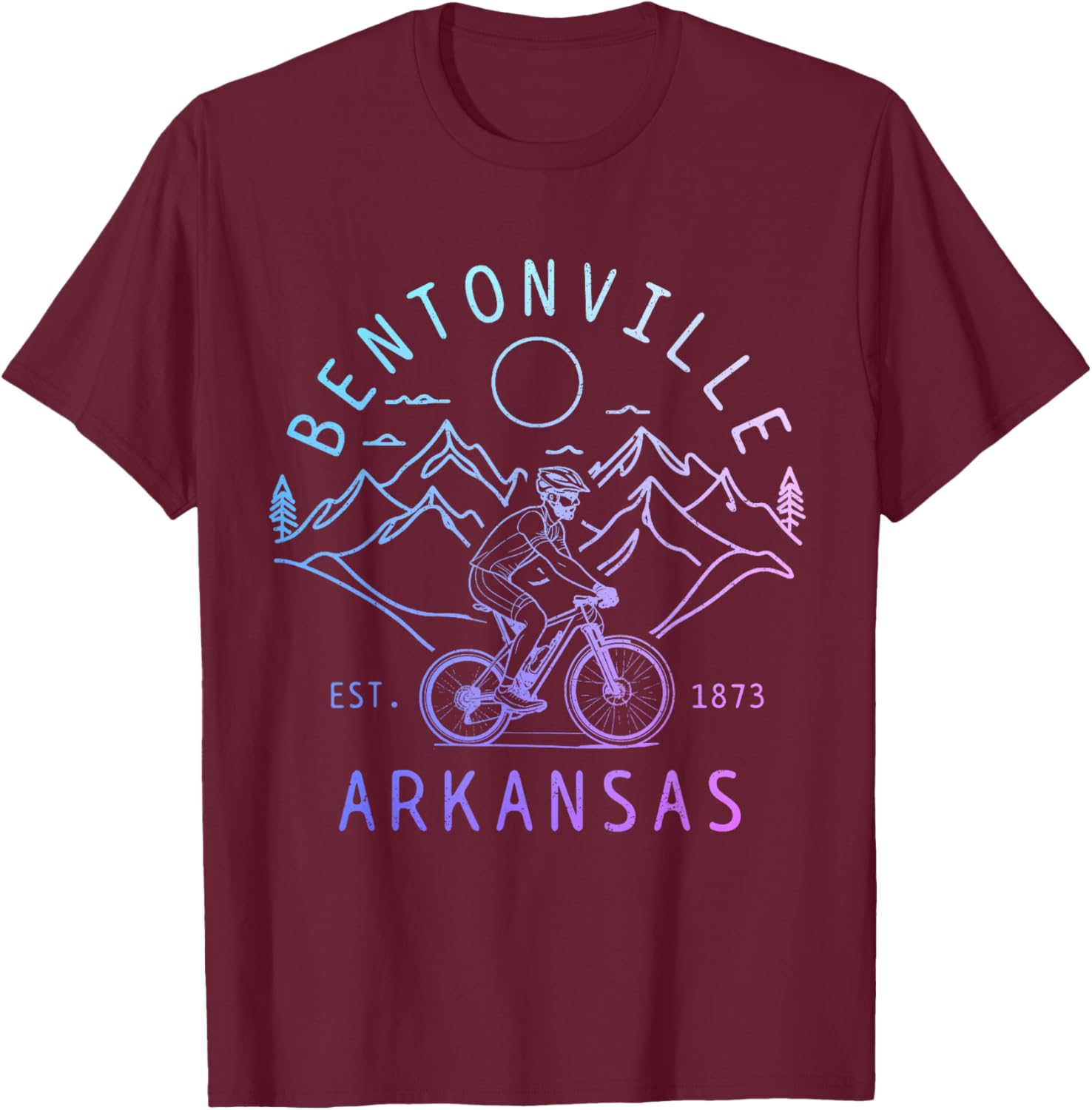 Bentonville Arkansas Mountain Bike MTB Cycling Vintage T-Shirt - T-Shirt | Maroon