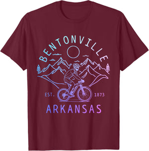 Bentonville Arkansas Mountain Bike MTB Cycling Vintage T-Shirt - T-Shirt | Maroon
