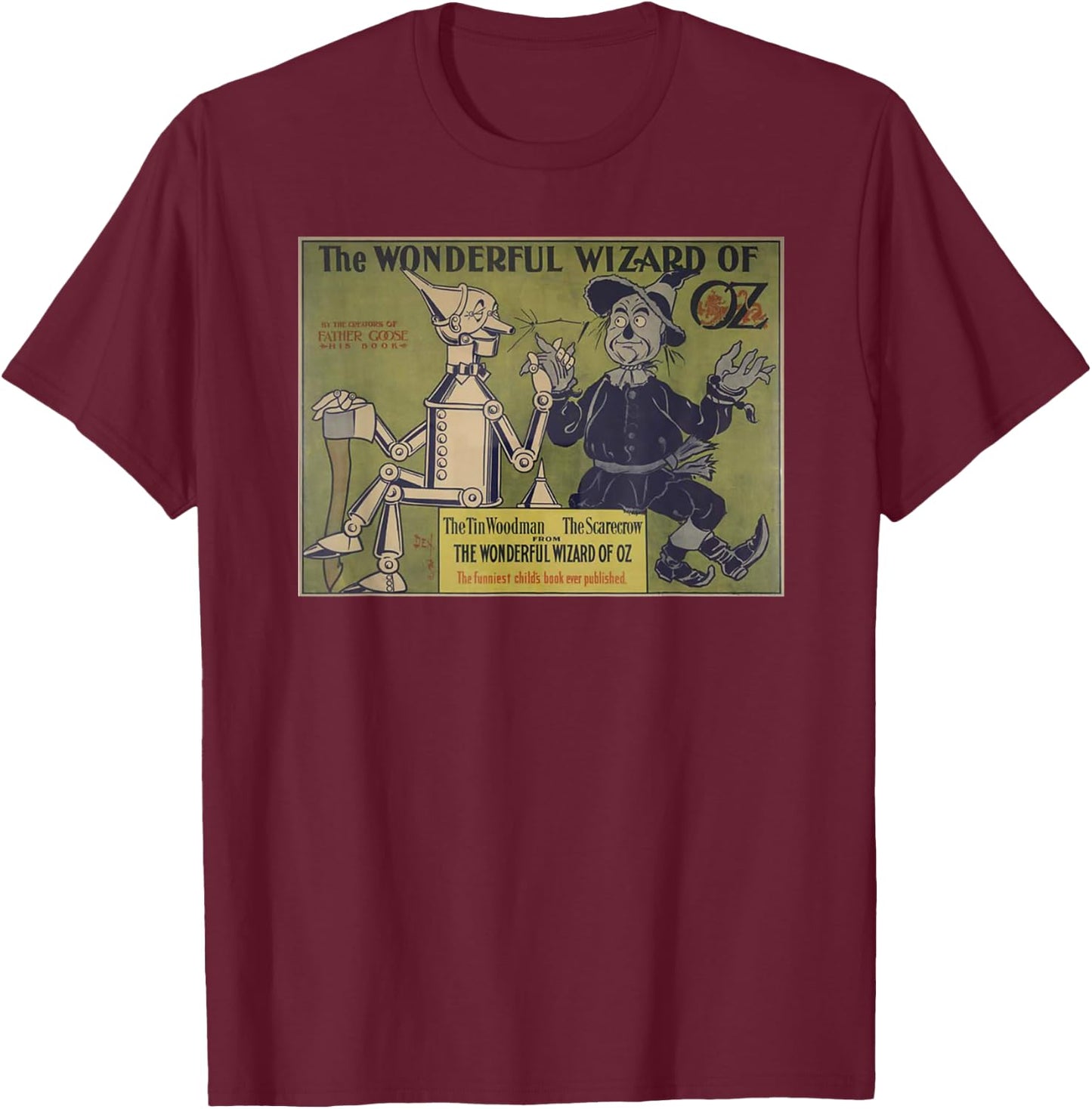 Vintage Scarecrow Tin-Man Shirt Art-The Wizard of OZ T-Shirt - T-Shirt | Maroon