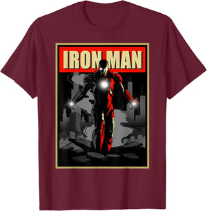Marvel Iron Man Rise from The Ashes Deco Style T-Shirt - T-Shirt | Maroon