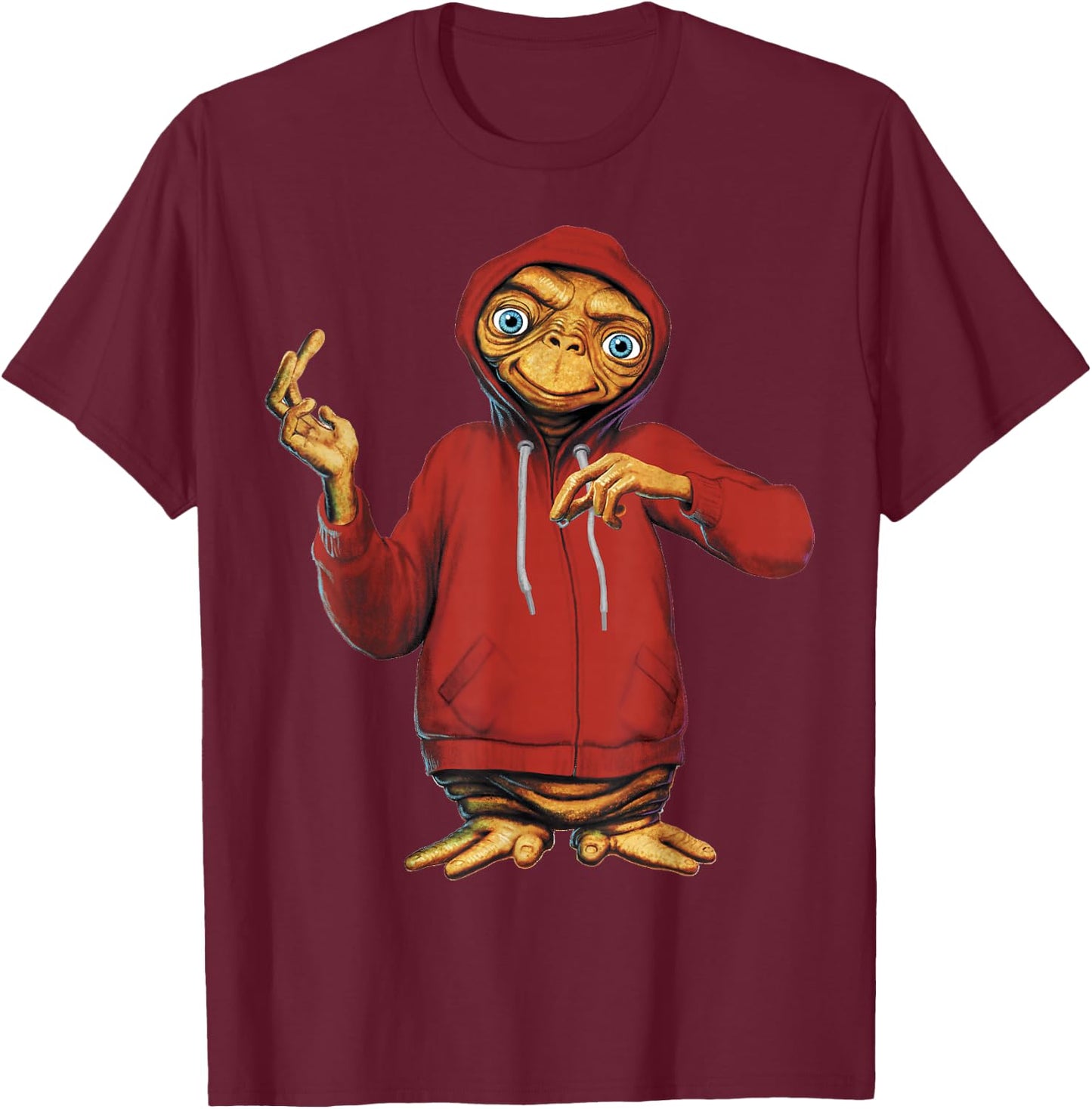 E.T. Hiding in A Portrait Graphic T-Shirt - T-Shirt | Maroon