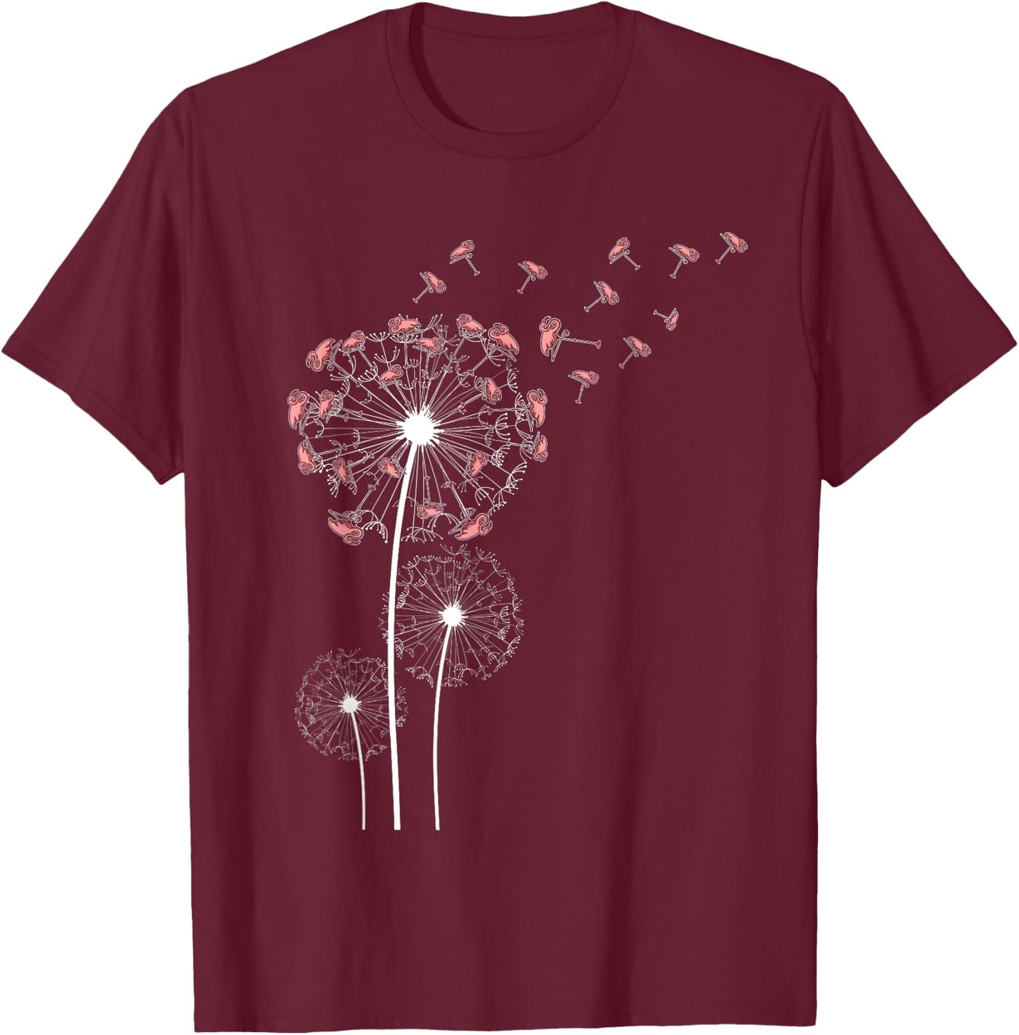 Animal Lover Gift Bird Dandelion Flamingo T-Shirt - T-Shirt | Maroon