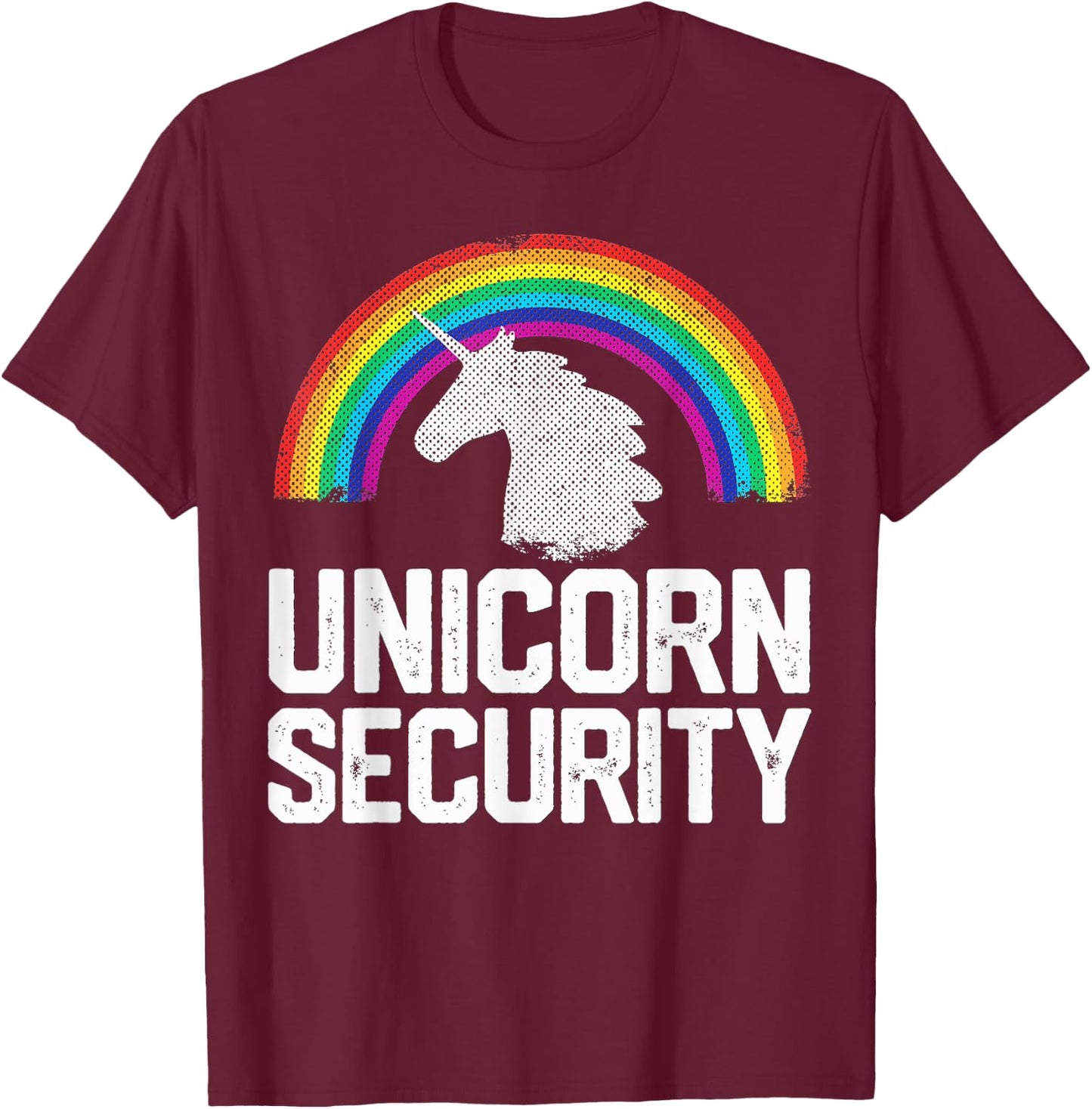 Unicorn Security Funny Rainbow Cute Halloween Costume Gift Small T-Shirt - T-Shirt | Maroon