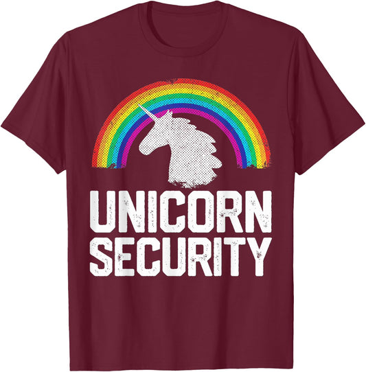Unicorn Security Funny Rainbow Cute Halloween Costume Gift Small T-Shirt - T-Shirt | Maroon