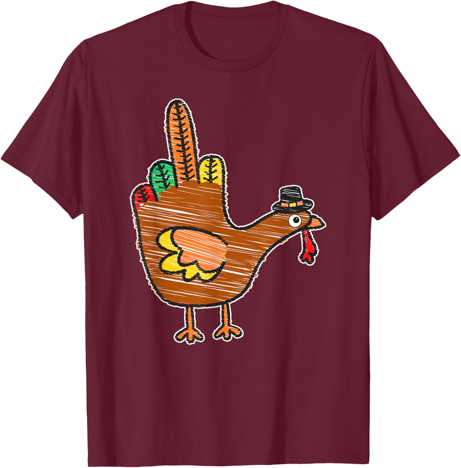 Thanksgiving Middle Finger T-Shirt - T-Shirt | Maroon