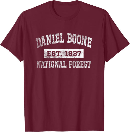 Daniel Boone National Forest T Shirt Est. 1937 Distressed T-Shirt - T-Shirt | Maroon