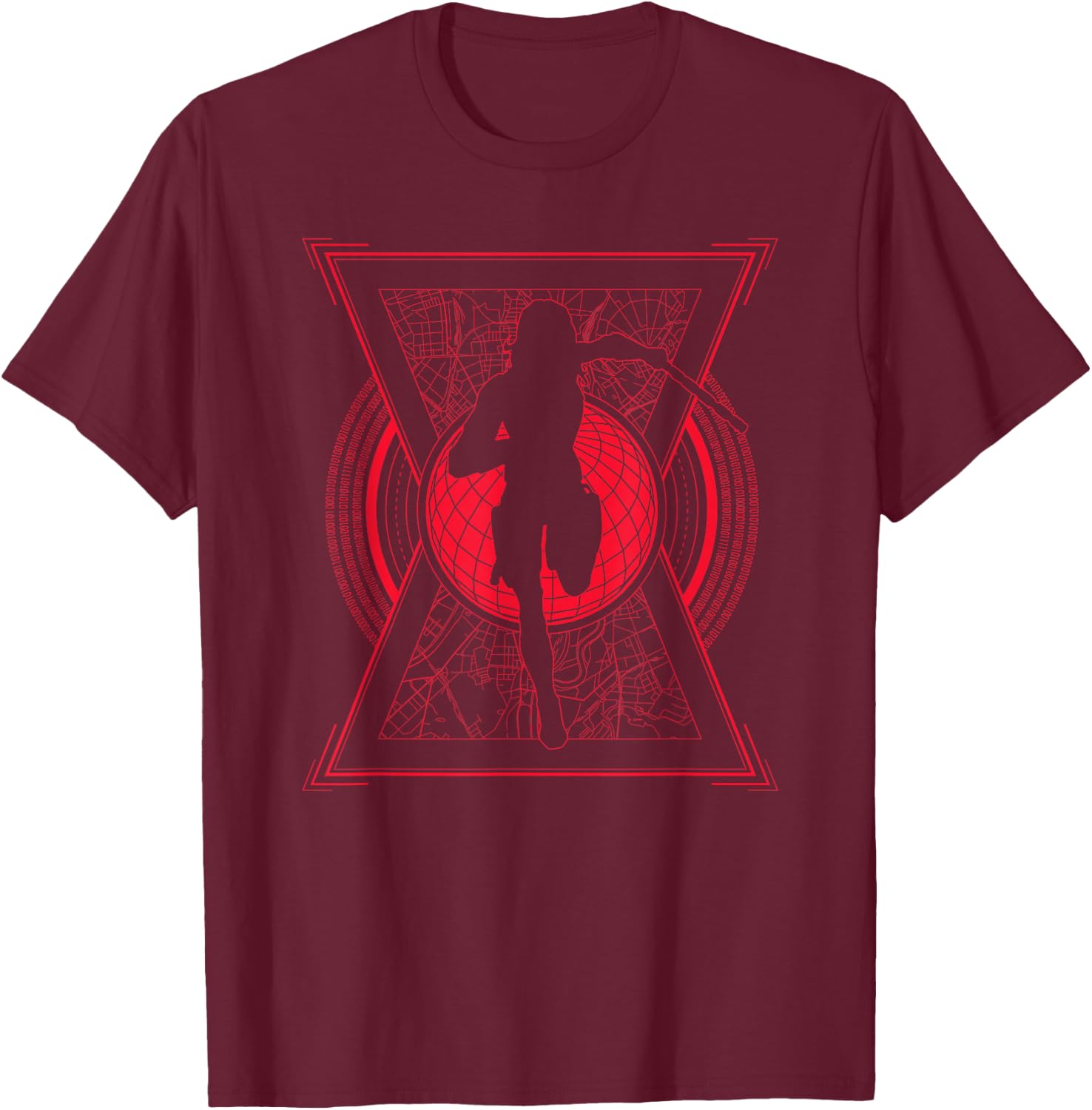 Marvel Black Widow Movie Natasha Romanoff Silhouette T-Shirt - T-Shirt | Maroon