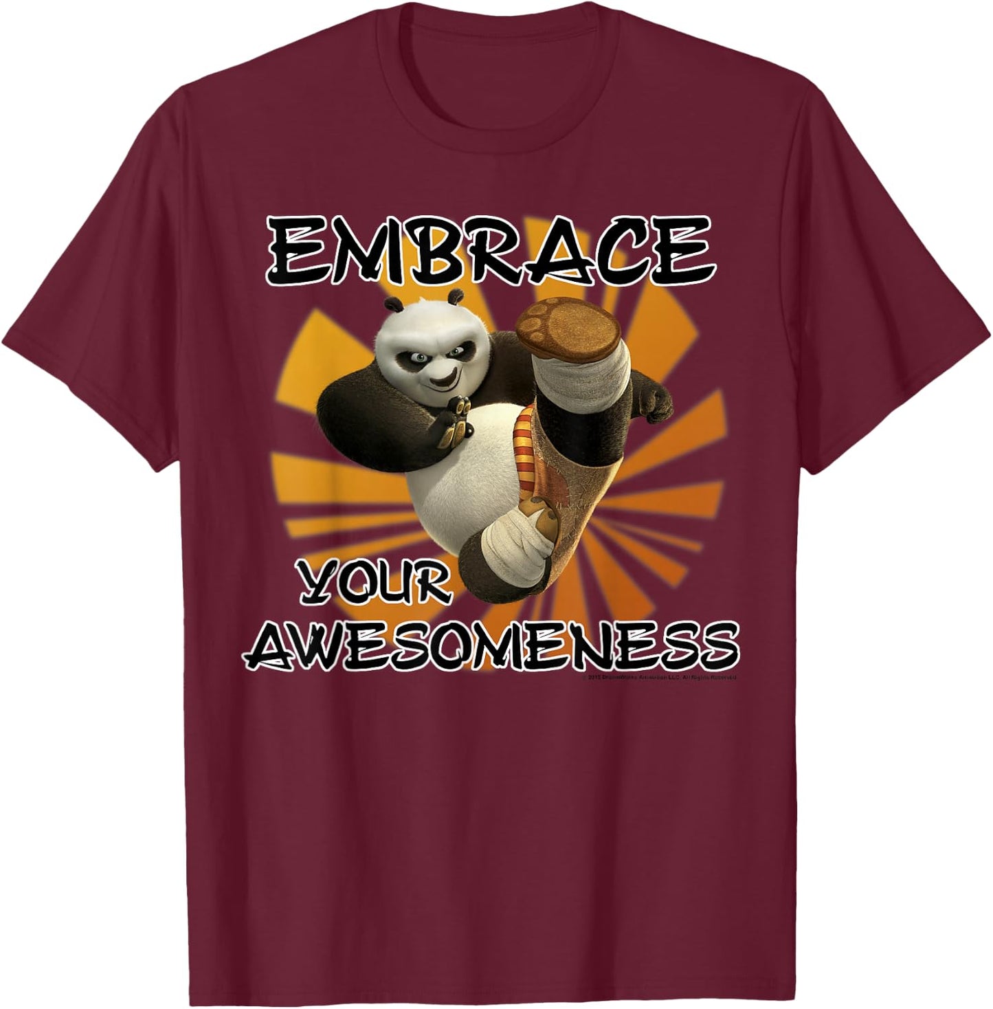 Kung Fu Panda Embrace Your Awesomeness Po Portrait T-Shirt - T-Shirt | Maroon
