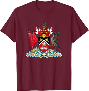 Trinidad & Tobago Coat Of Arms Emblem Symbol Birds T-Shirt - T-Shirt | Maroon