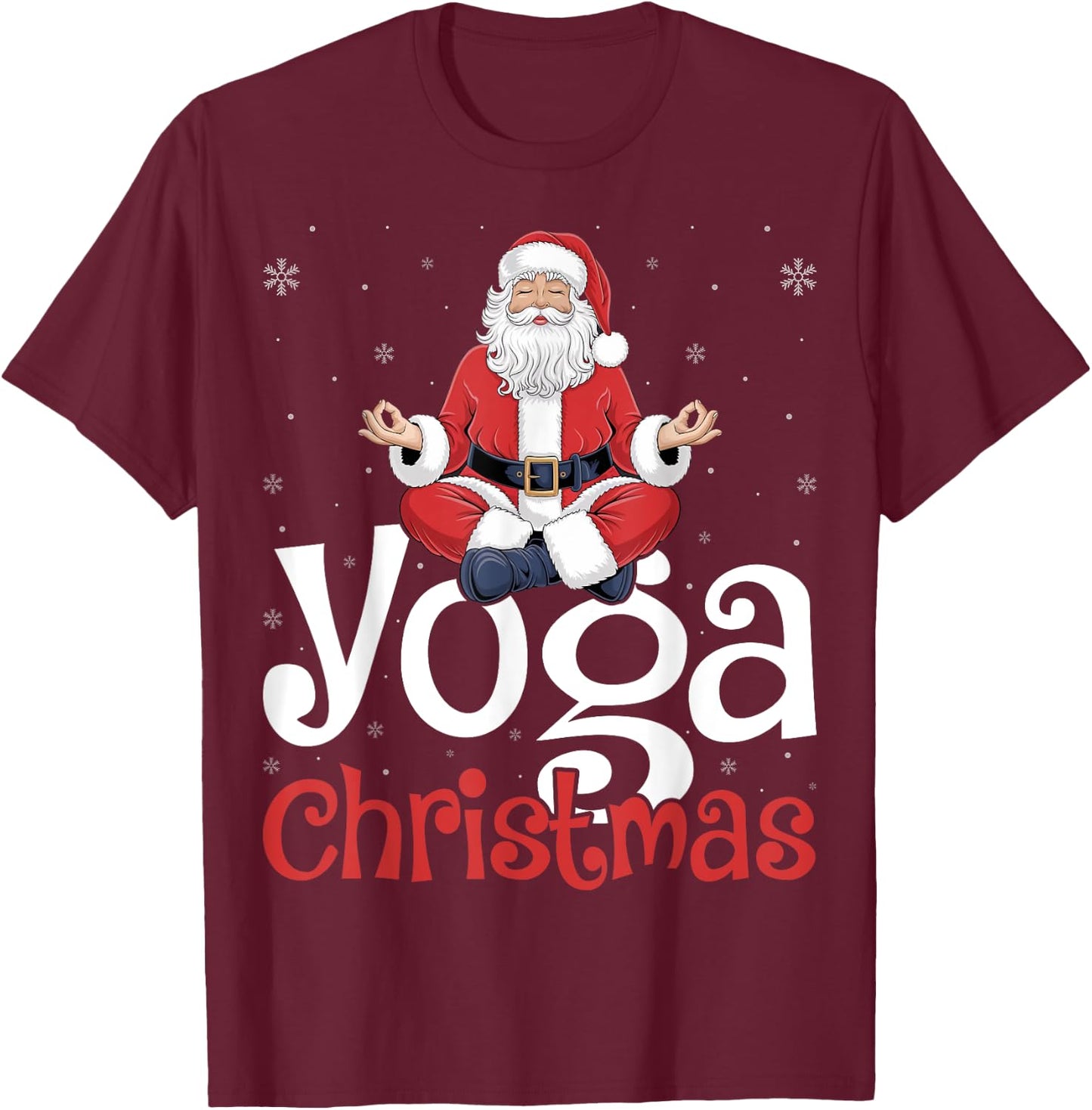 Yoga Christmas Santa Meditation Xmas Winter Holiday T-Shirt - T-Shirt | Maroon