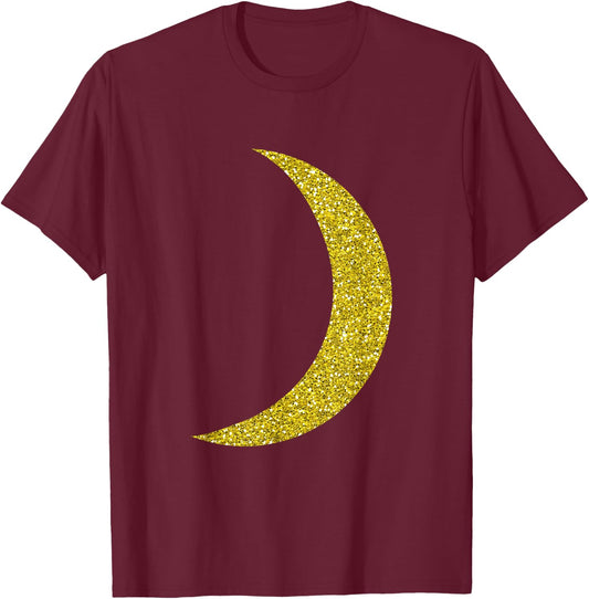 Cool Big Gold Crescent Moon Astronomy T-Shirt - T-Shirt | Maroon