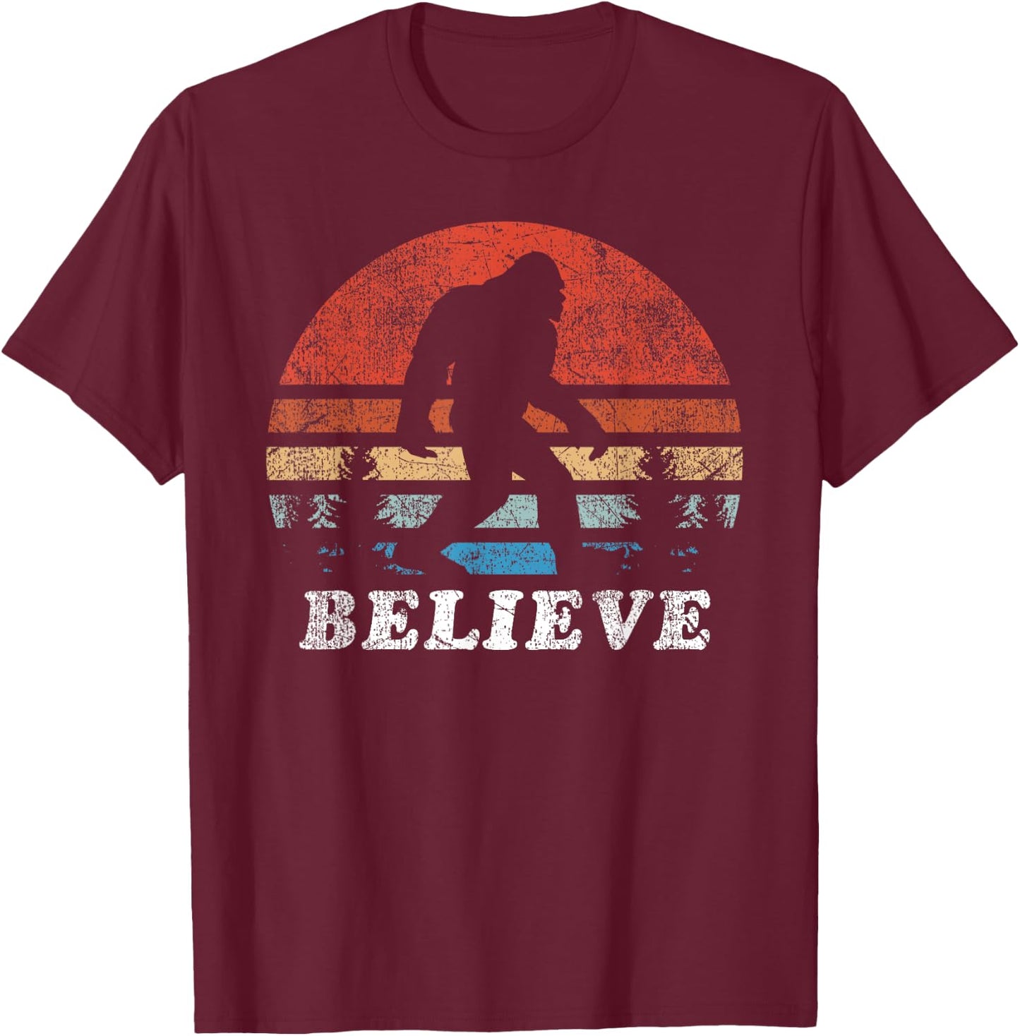 BigFoot Believe Funny T-Shirt - T-Shirt | Maroon