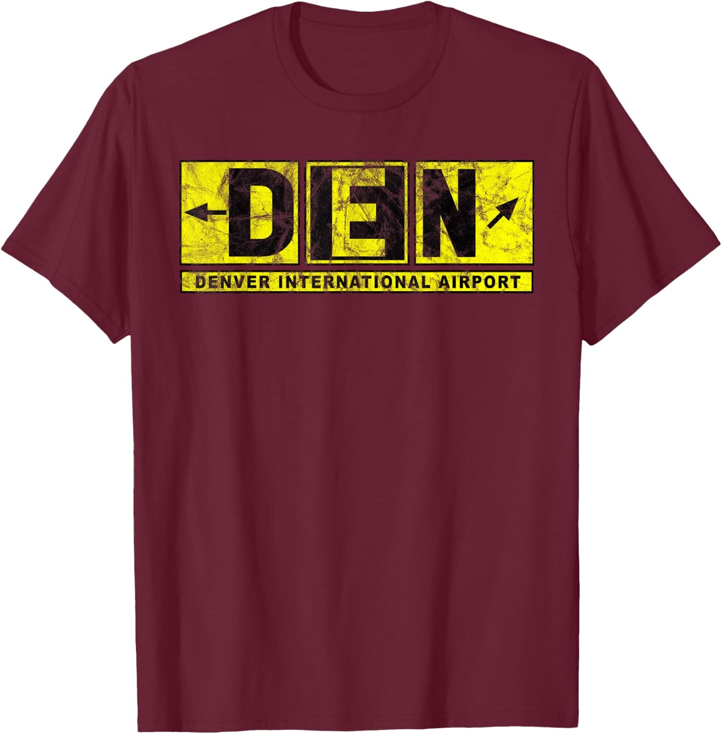 DEN Denver International Airport Taxiway Sign Pilot Vintage T-Shirt - T-Shirt | Maroon
